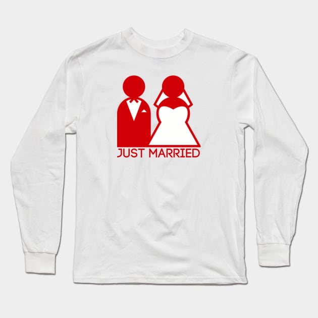 Just Married Newlyweds in Red Long Sleeve T-Shirt by TheDaintyTaurus